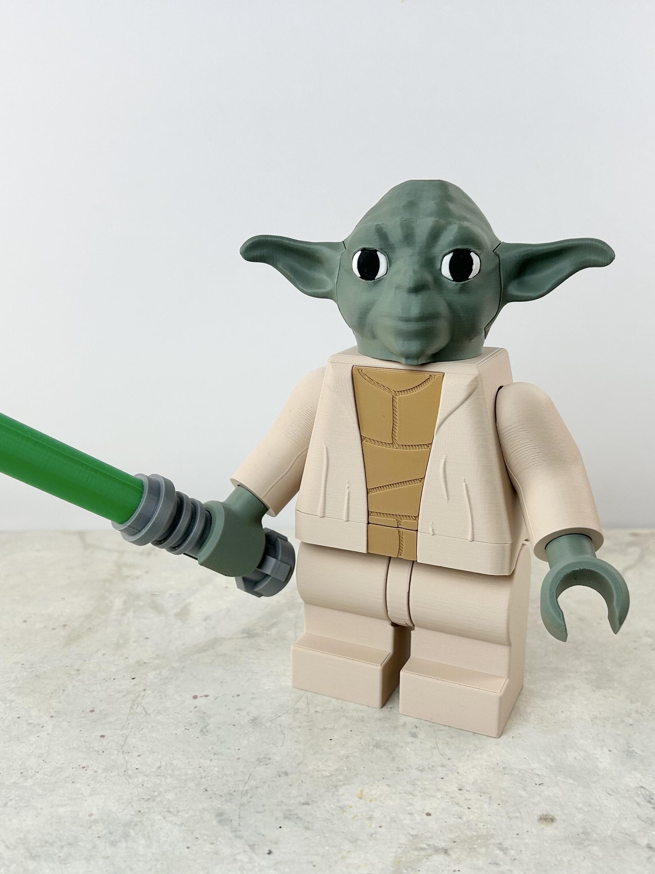 Yoda (6:1 LEGO-inspired brick figure, NO MMU/AMS, NO supports, NO glue) 3d model
