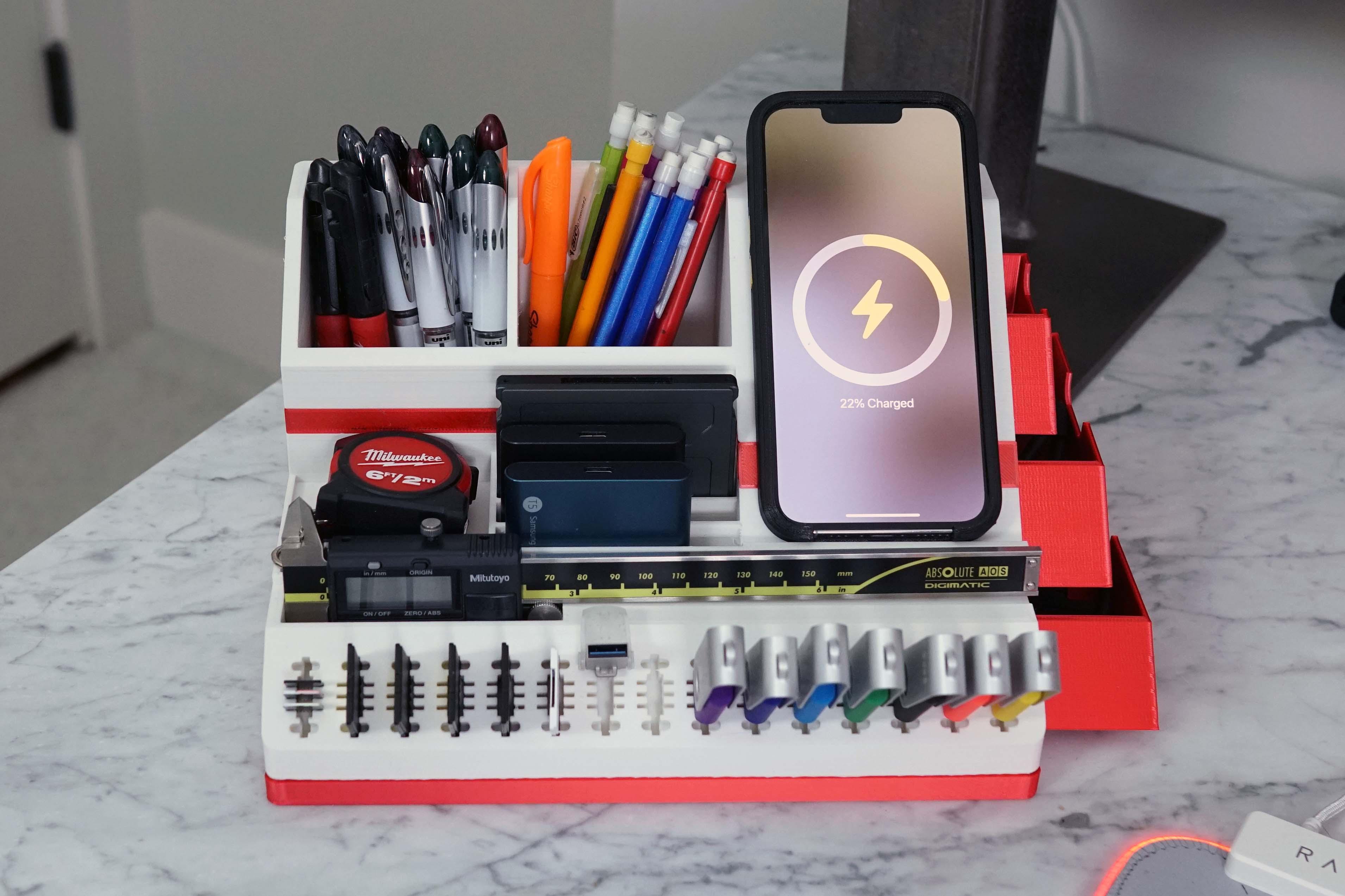 Engineer's Desk Organizer - Desk Organizer in use! This is the accent version with the Mag Safe charger for iPhone. - 3d model
