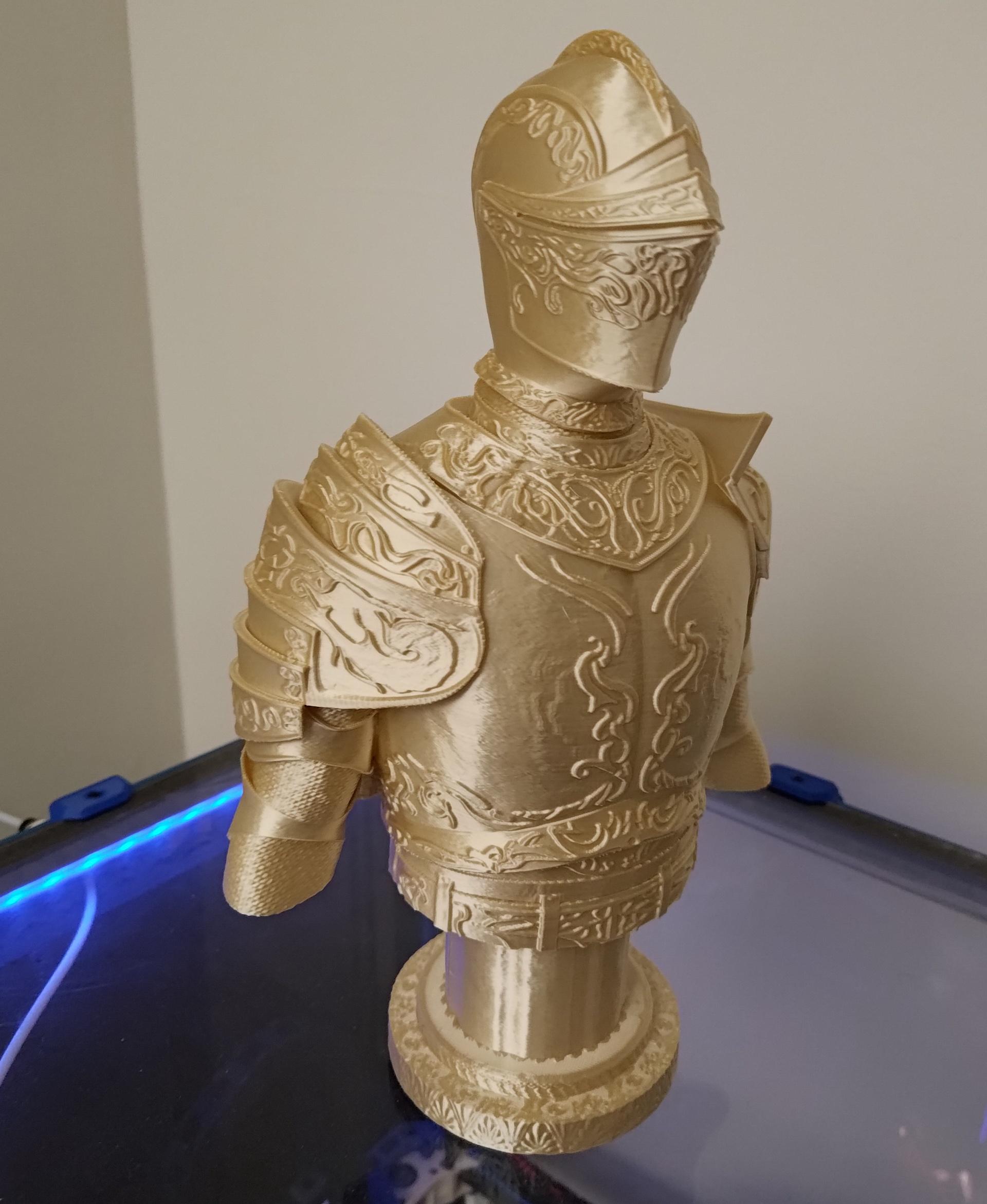 Drakeblood Knight bust - Dark Souls 2 (Pre-Supported) - Beautiful model! Polymaker Champagne Gold PLA - 3d model