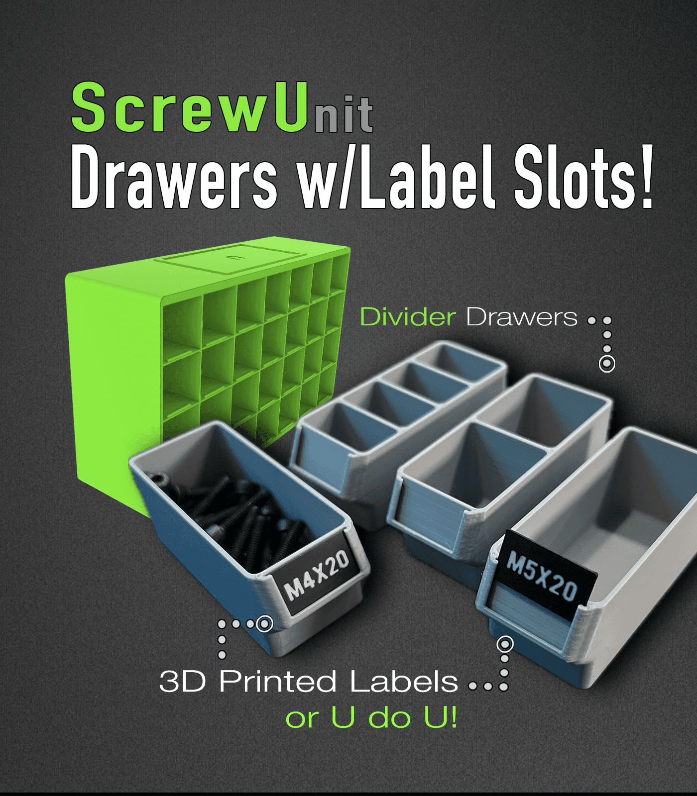 Label Slot Drawers for the ScrewU 3d model
