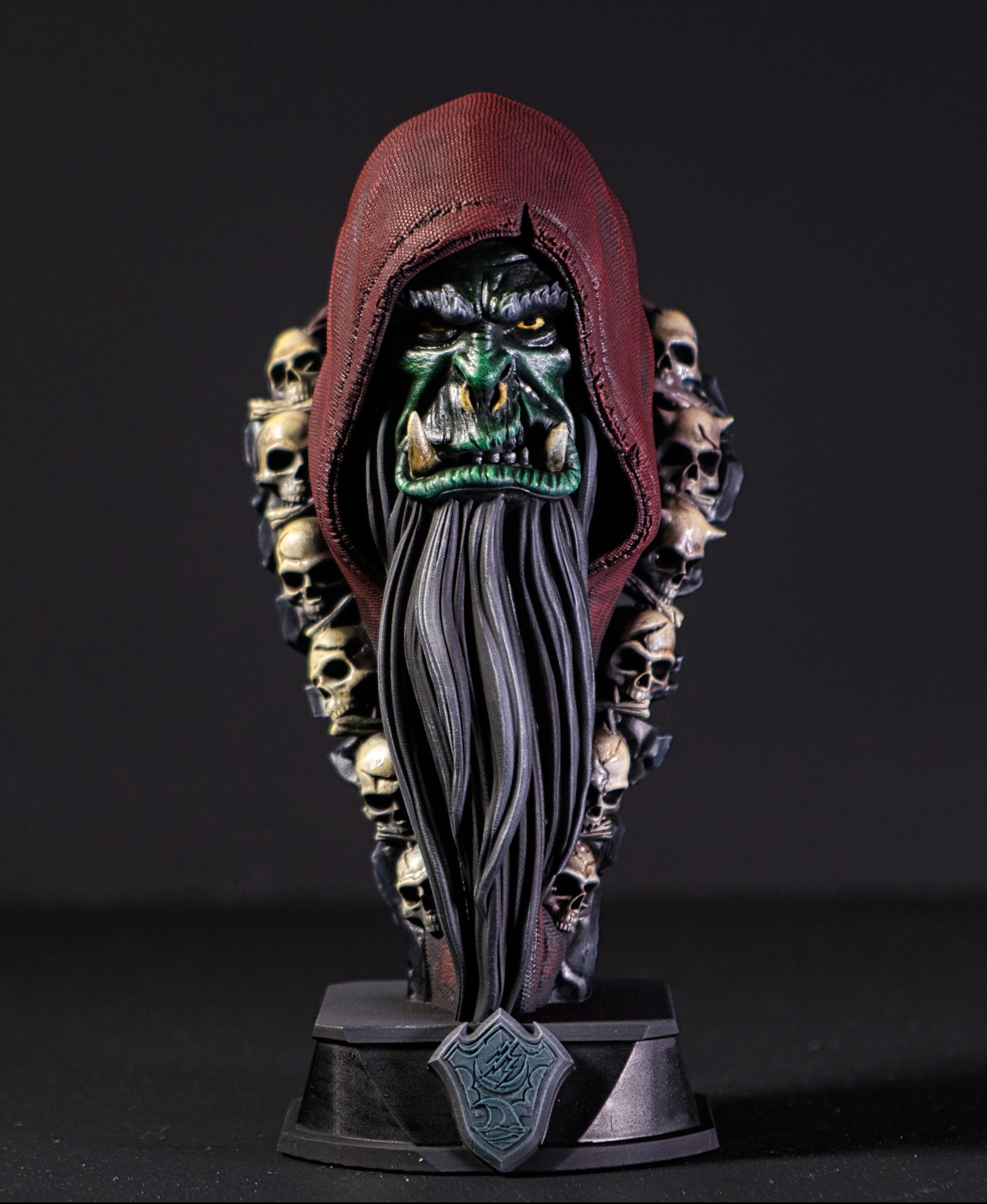 Gul'dan Bust (Pre-Supported) - Gul'dan Bust - Printed on Elegoo Saturn with Siraya Tech Navy Grey resin.  Painted with Monument Hobbies ProAcryl - 3d model