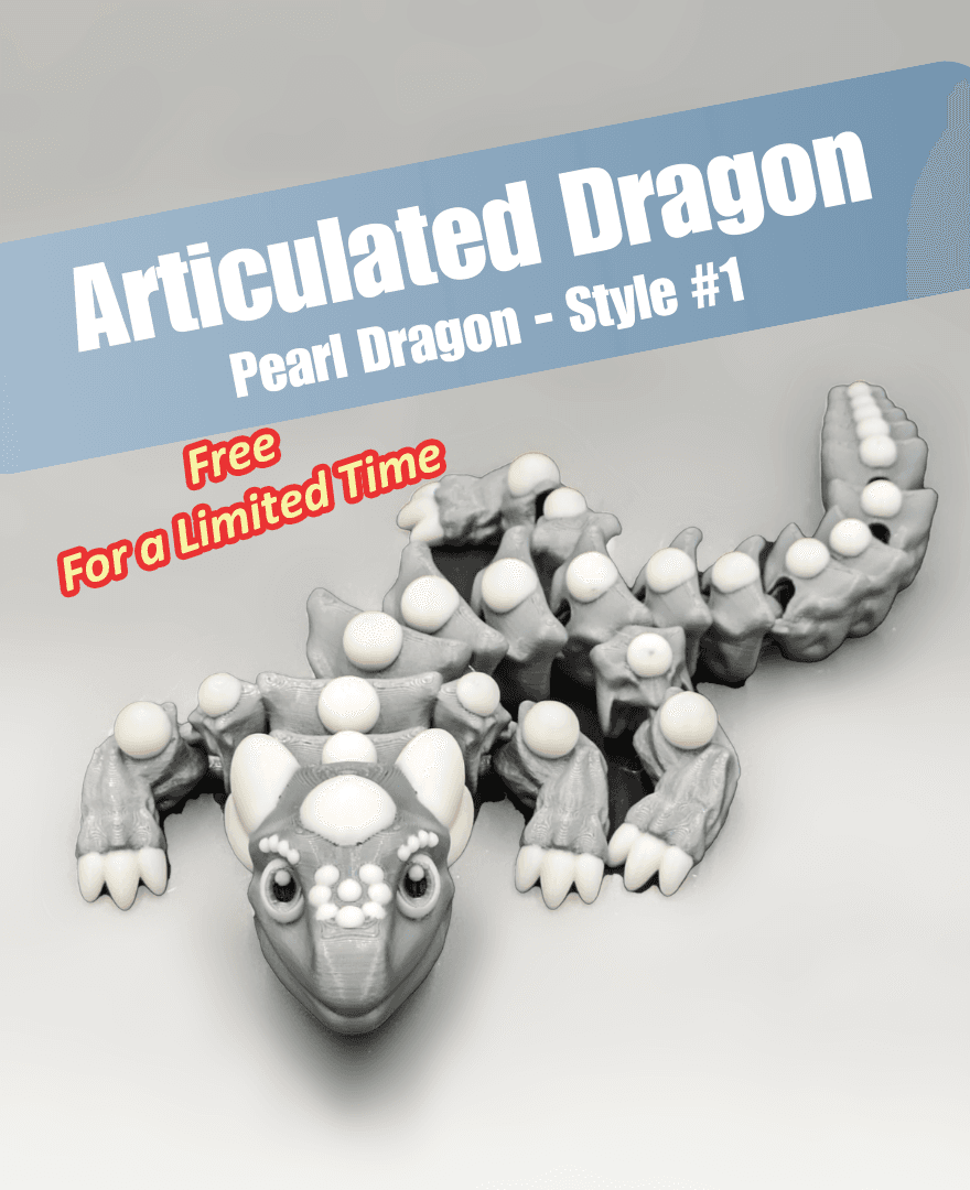 Articulated Dragon - Pearl Dragon, Style #1 - Snap-Flex Fidget Toy 3d model