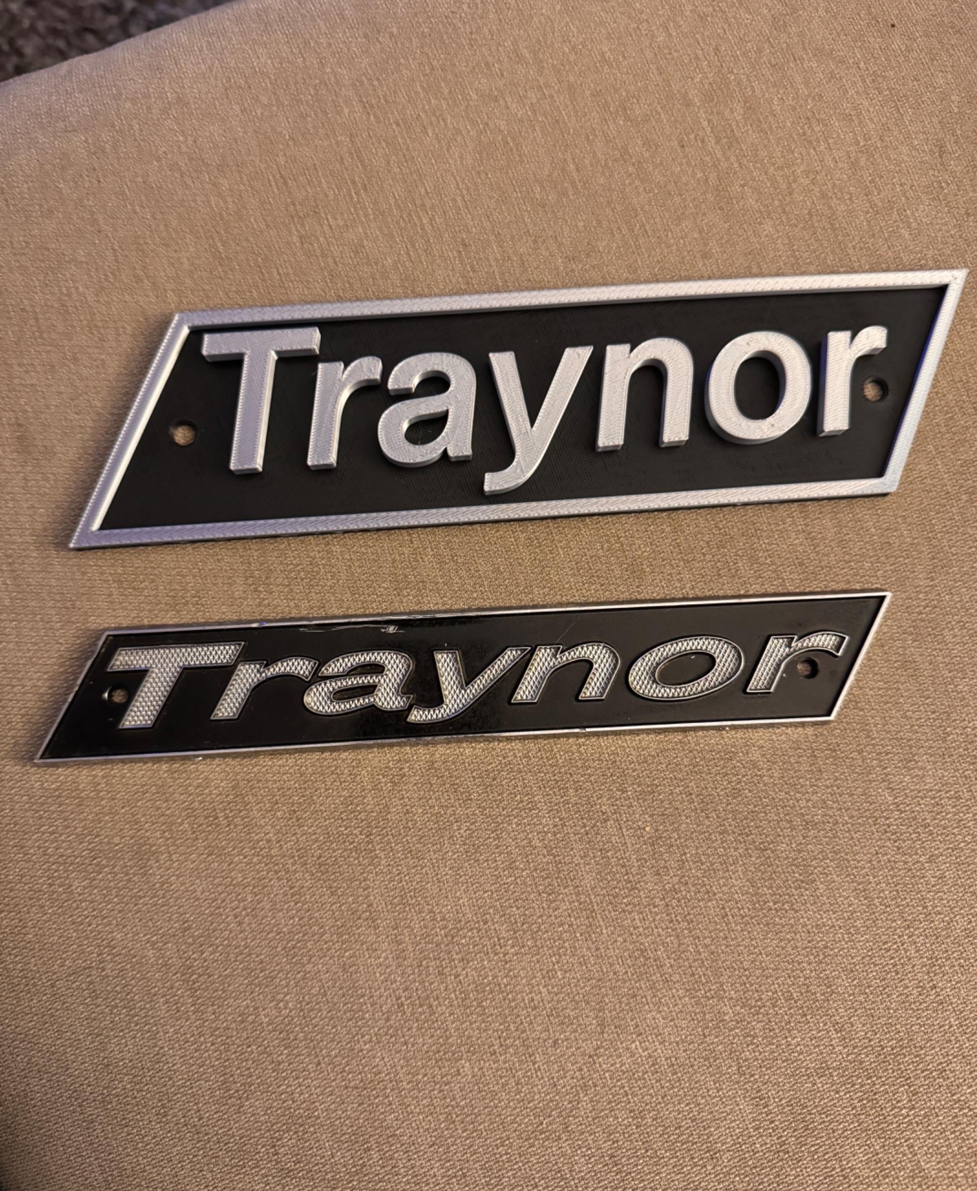 traynor logo.obj - Top one is the file I printed,  did a pause at layer 11 and switched filament.    Bottom is the actual icon I am trying to redo.  Not quite sized right, but good copy from your file.  Thank you! - 3d model