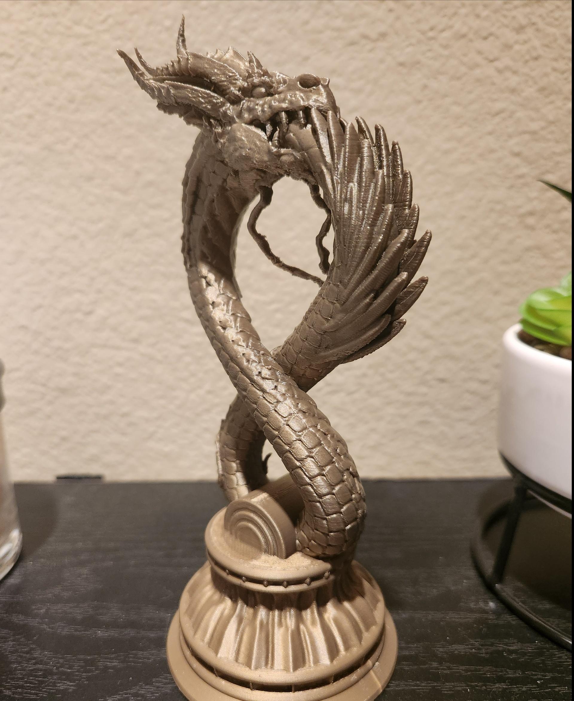 Ouroboros Dragon (Pre-Supported) - Another awesome Fotis model. Printed at .12, will probably do another round with some adaptive layer hights to get the horns a bit better. - 3d model