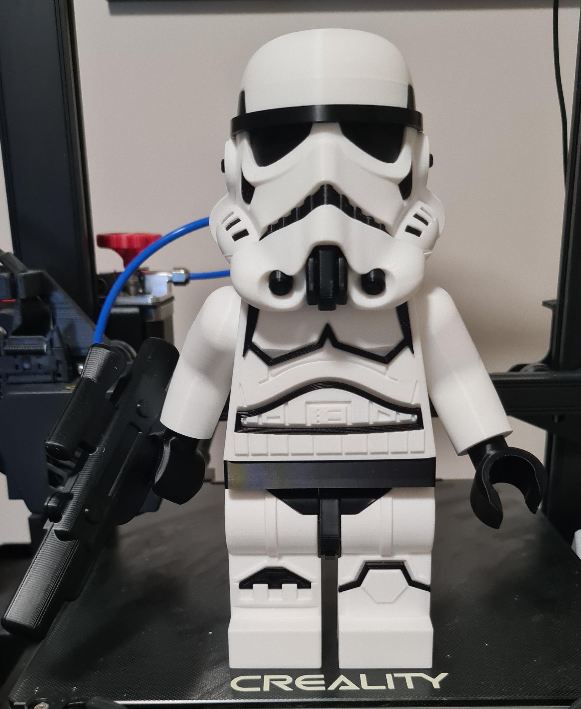 Stormtrooper (6:1 LEGO - Printed with Polymaker PLA Pro White and black. I had to shrink teh cheek vents down to 99% to get them to insert properly. Ebverything else was file  - 3d model