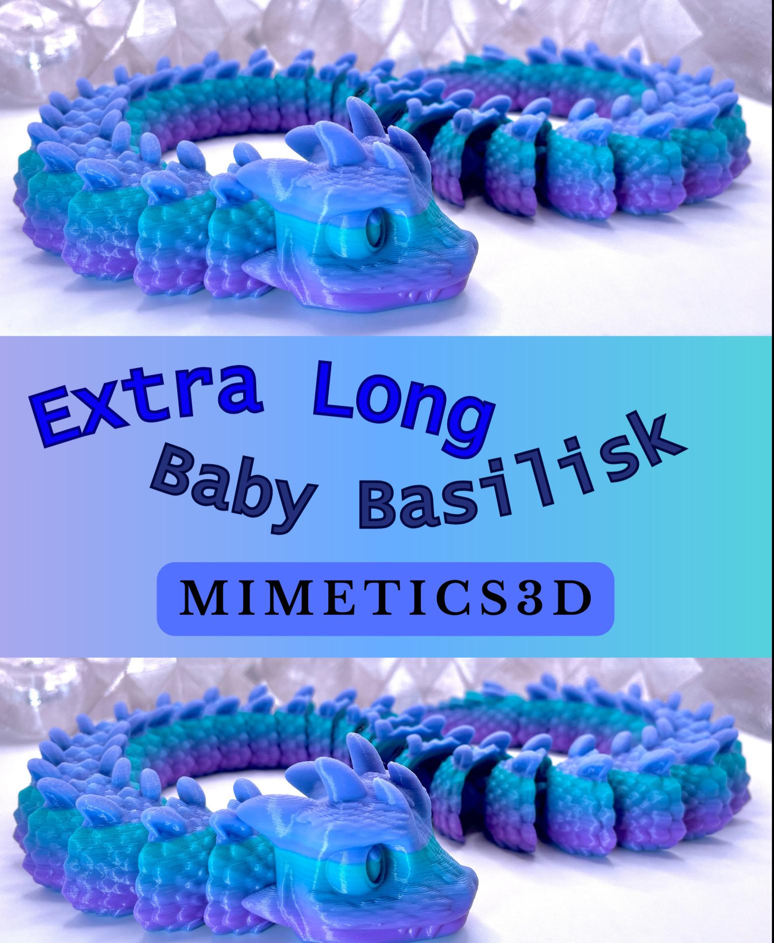 Baby Basilisk (Extra Long)  - Love this in CookieCad Mermaid with a last-minute finish in ProtoPasta Cotton Candy Nebula! - 3d model