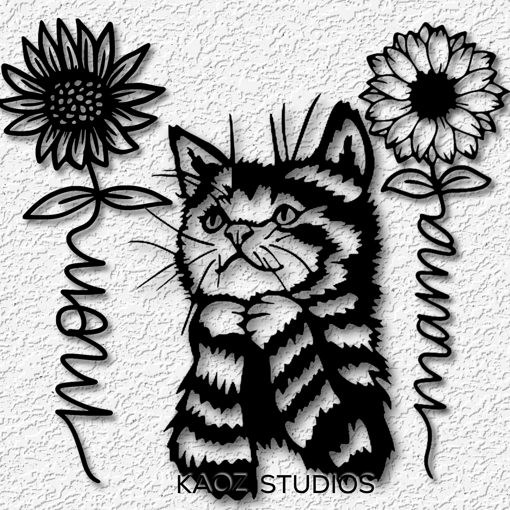 4 PACK of Mothers Day Wall Decor Cute Kitten and Flowers 3d model