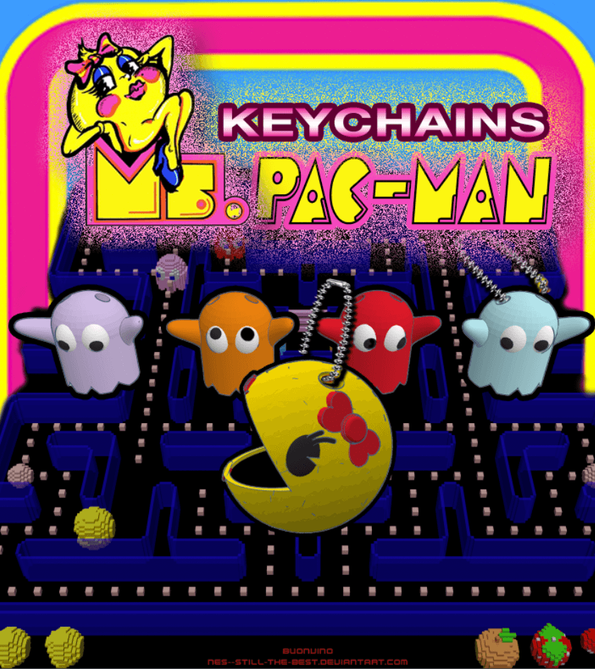 Ms. PAC-MAN Keychain collection 3d model