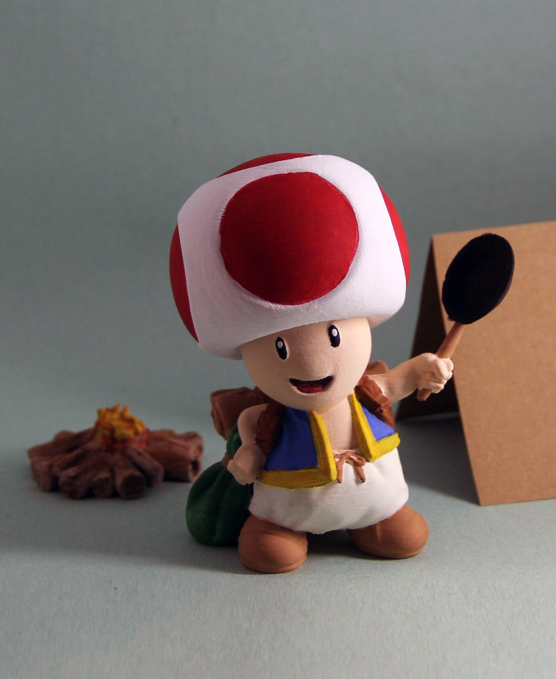 Toad - Super Mario Bros - Fan Art - Fully hand painted, model printed very easily with just a few supports and lightning infill - 3d model