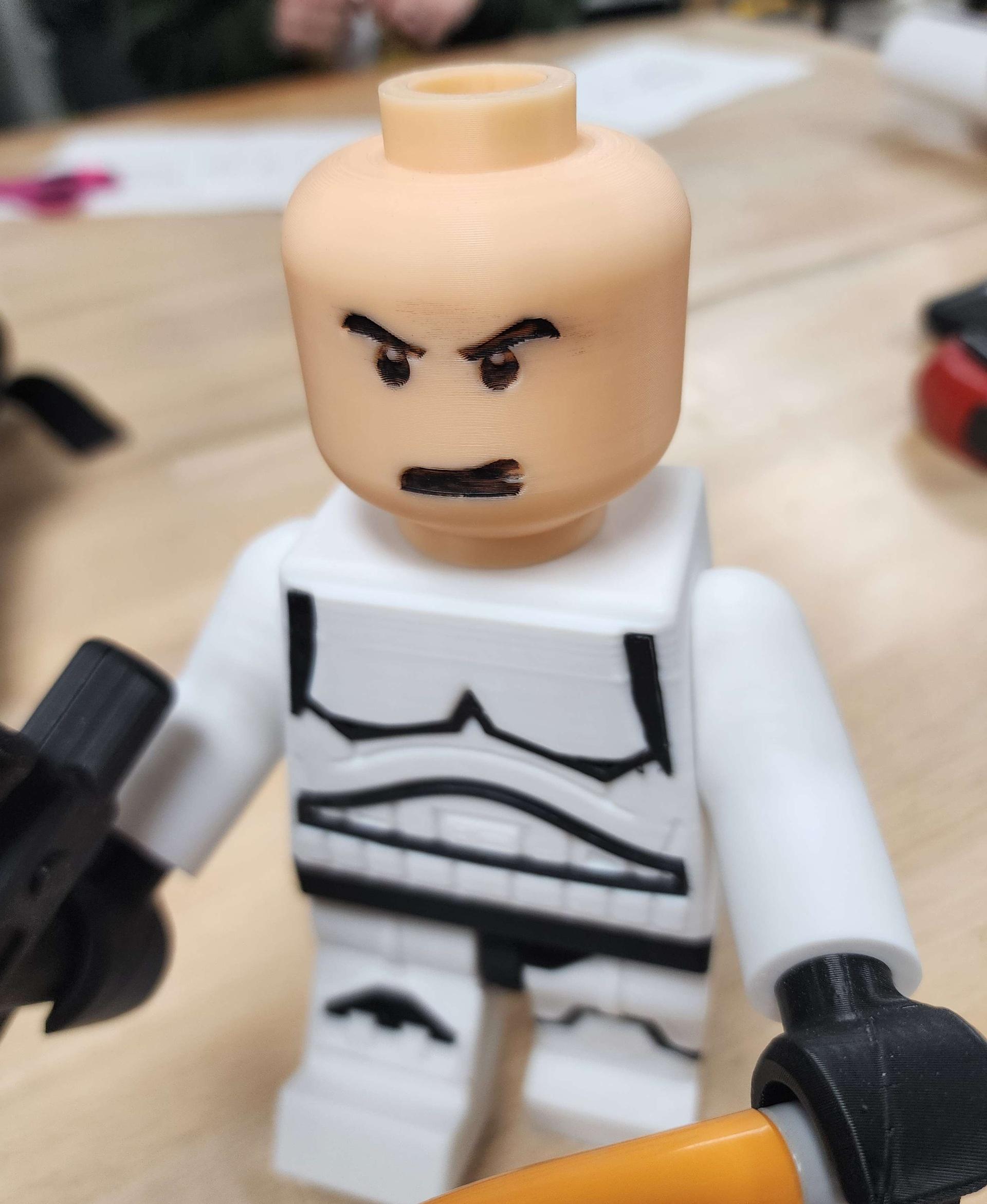 Stormtrooper (6:1 LEGO-inspired brick figure, NO MMU/AMS, NO supports, NO glue) - Ready for action! - 3d model