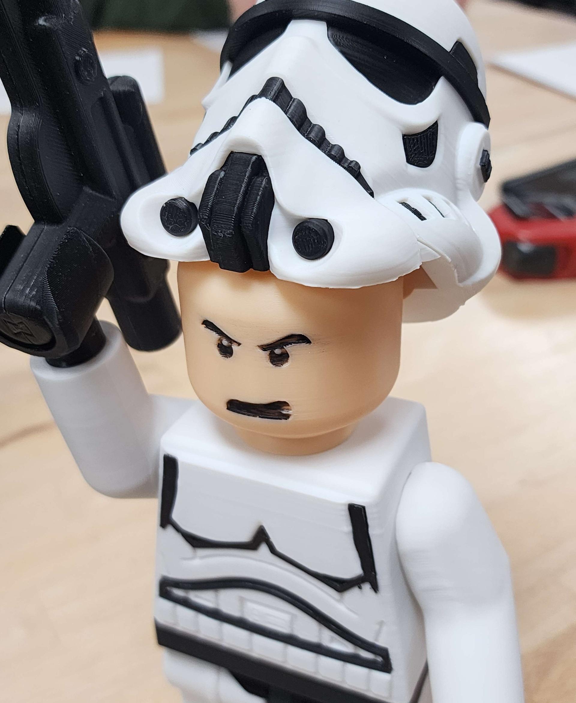 Stormtrooper (6:1 LEGO-inspired brick figure, NO MMU/AMS, NO supports, NO glue) - Gear up, troopers! - 3d model