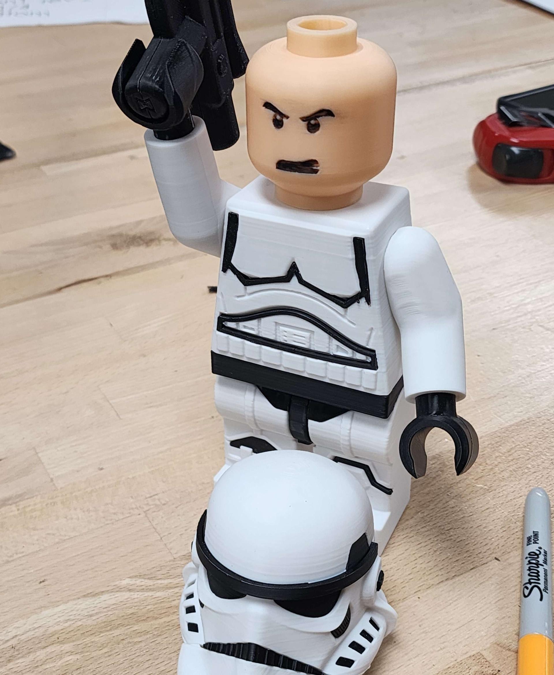 Stormtrooper (6:1 LEGO-inspired brick figure, NO MMU/AMS, NO supports, NO glue) - That scowl! - 3d model