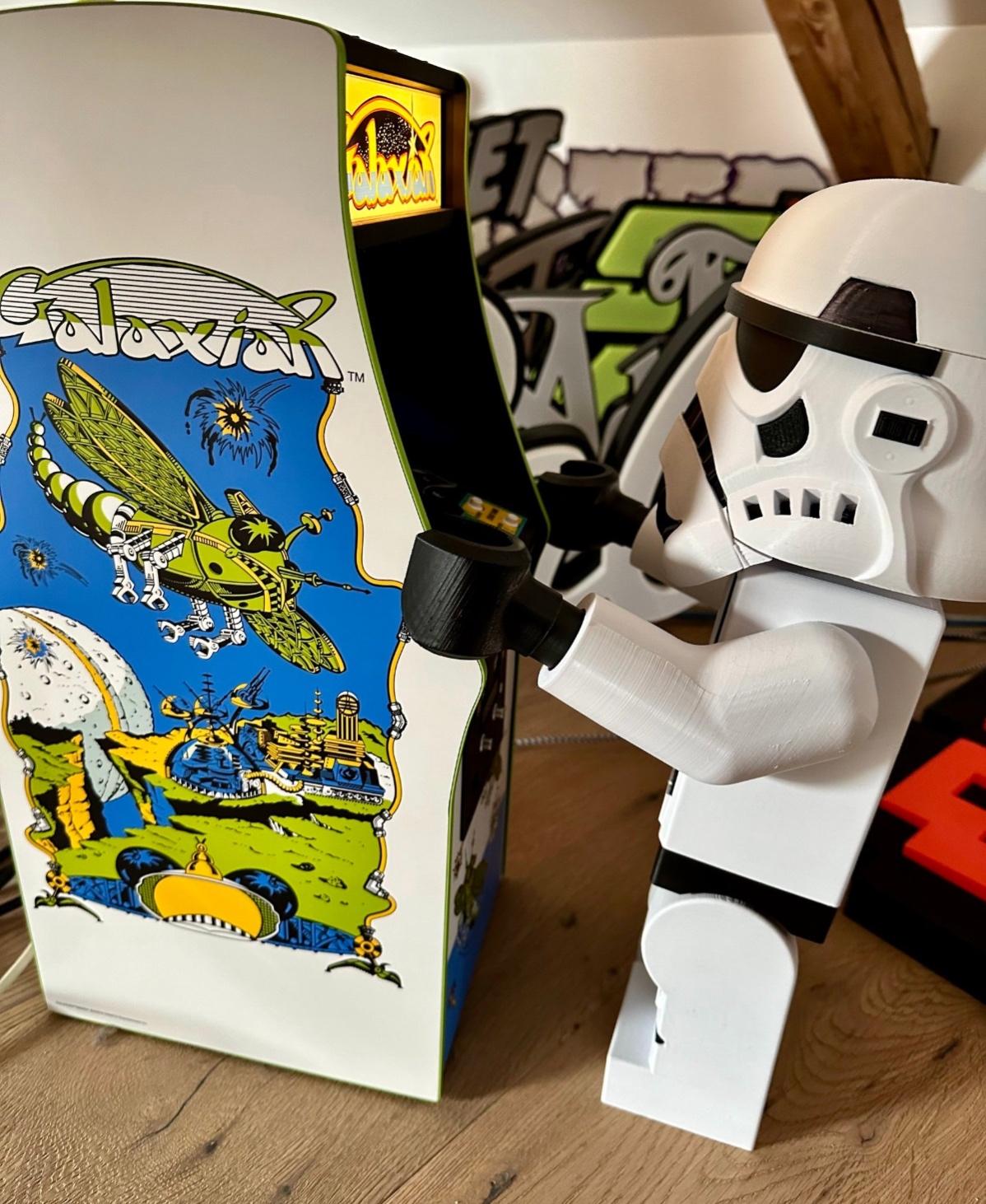 Stormtrooper (6:1 LEGO-inspired brick figure, NO MMU/AMS, NO supports, NO glue) - Thanks a lot for this fantastic model. Printed at 180%, and now he can play my "Galaxian" 1:4 Arcade Cabinet :-)) Cheers - 3d model