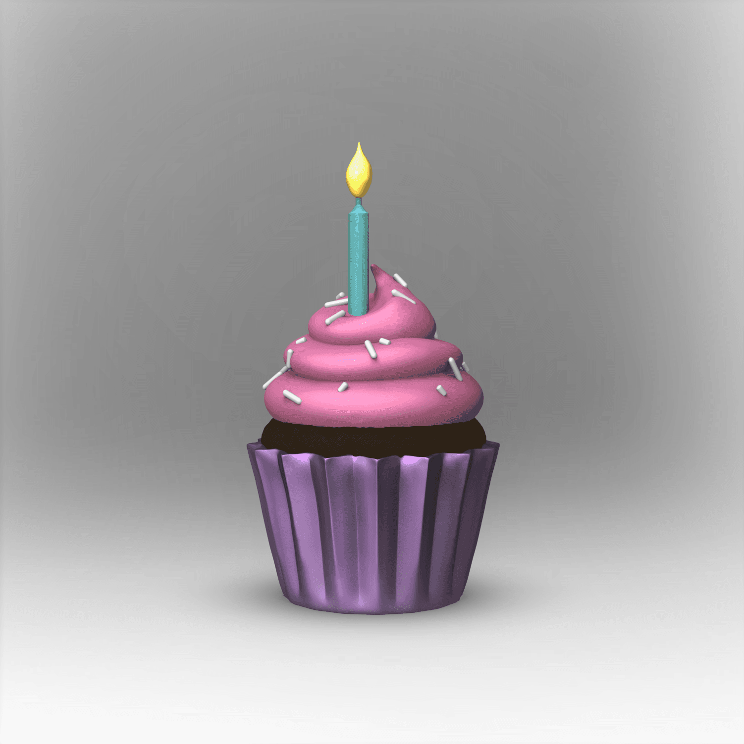 Cupcake with Sprinkles & Candle +MMU Files 3d model