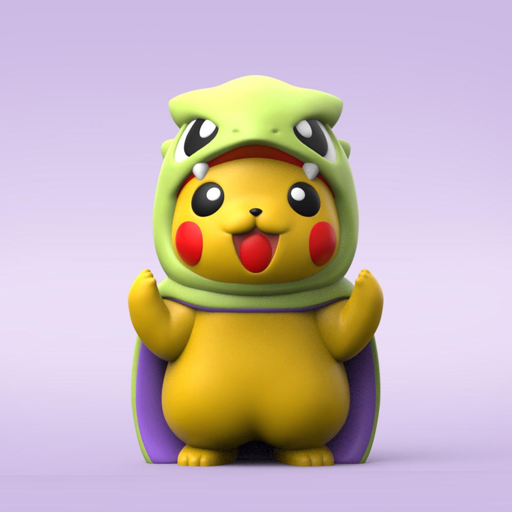 Pikachu cosplay Tyranitar (Easy Print No Supports) 3d model
