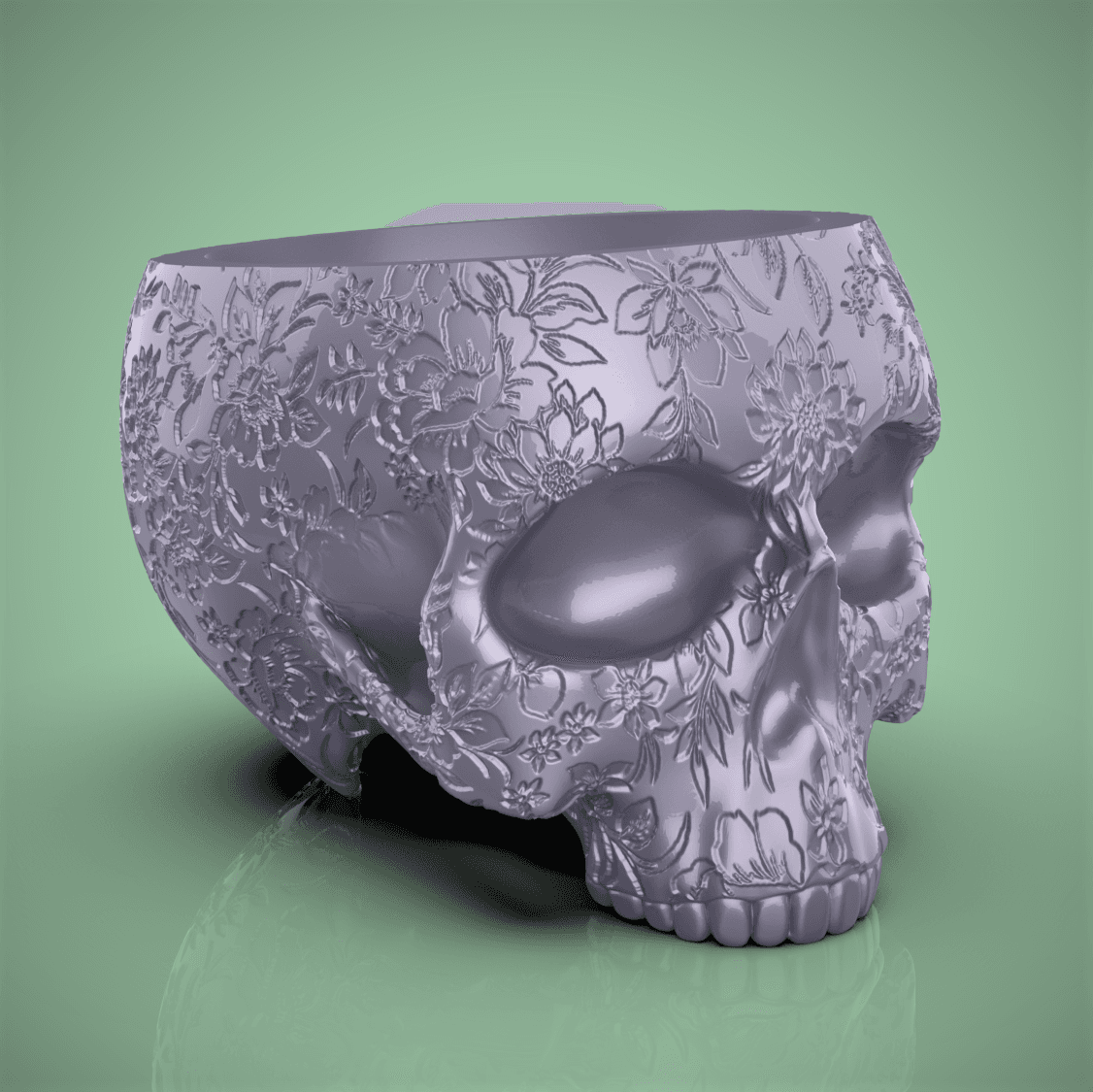 Floral Skull Planter-Bowl 3d model