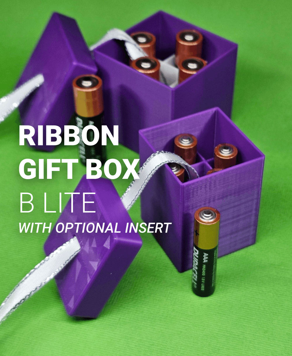 Ribbon Gift Box B Lite with ribbon loop and slot | Insert for AAA batteries | Christmas gift box 3d model