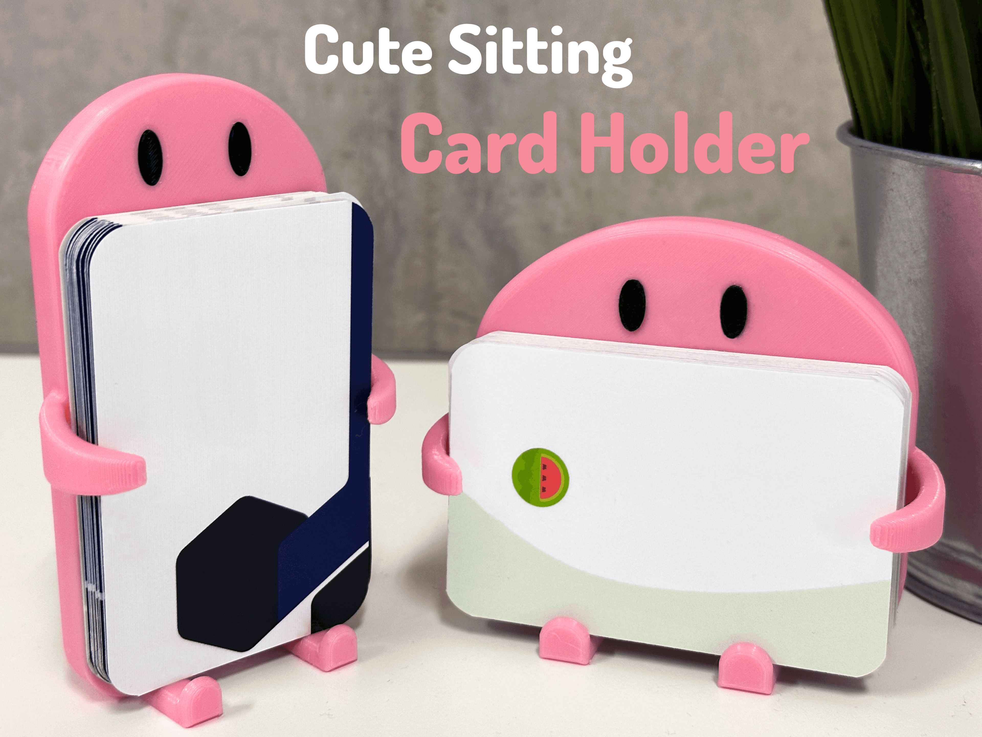 Cute Sitting Card Holder 3d model
