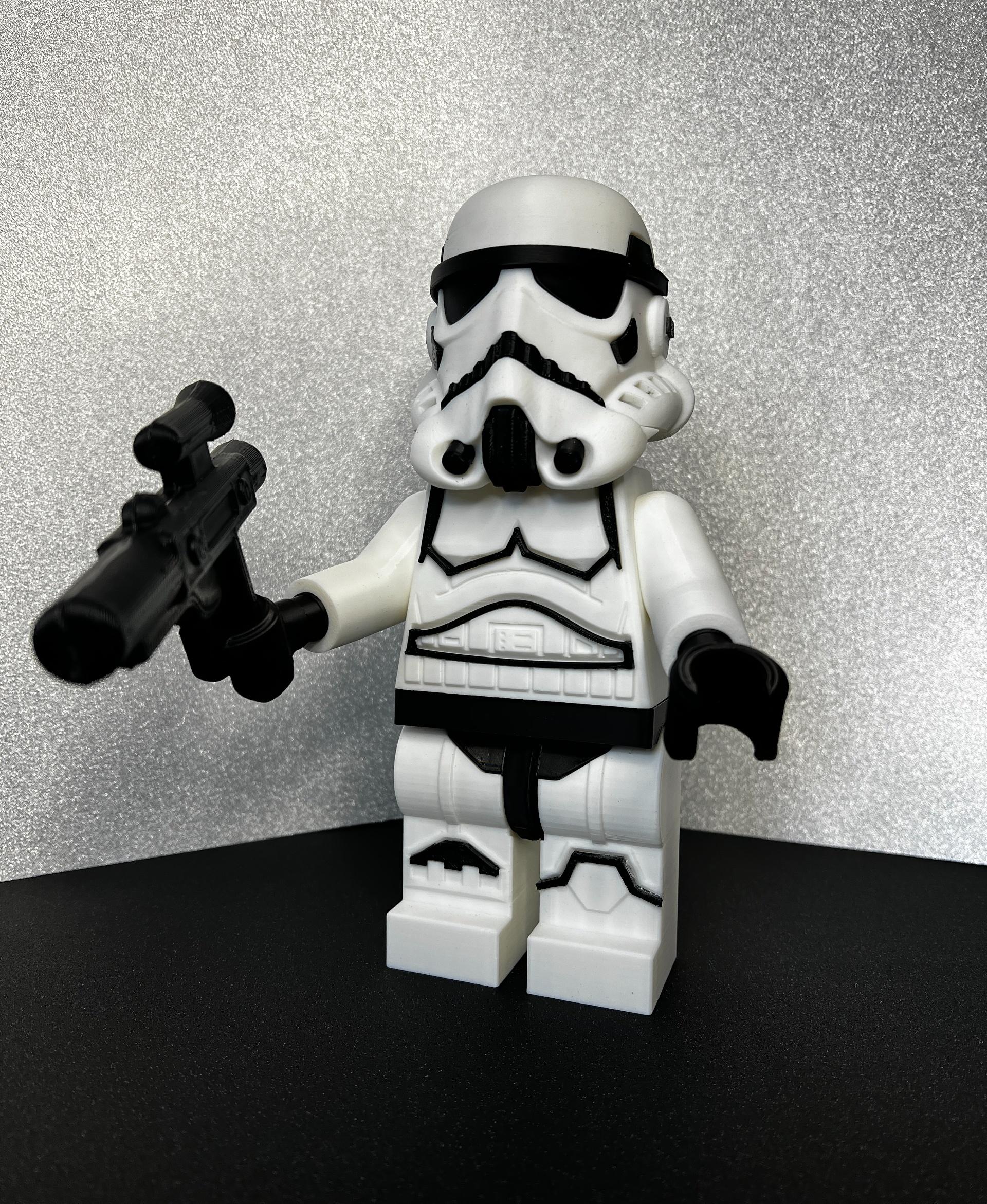Stormtrooper (6:1 LEGO-inspired brick figure, NO MMU/AMS, NO supports, NO glue) - easy to print now to print the rest of the collection - 3d model