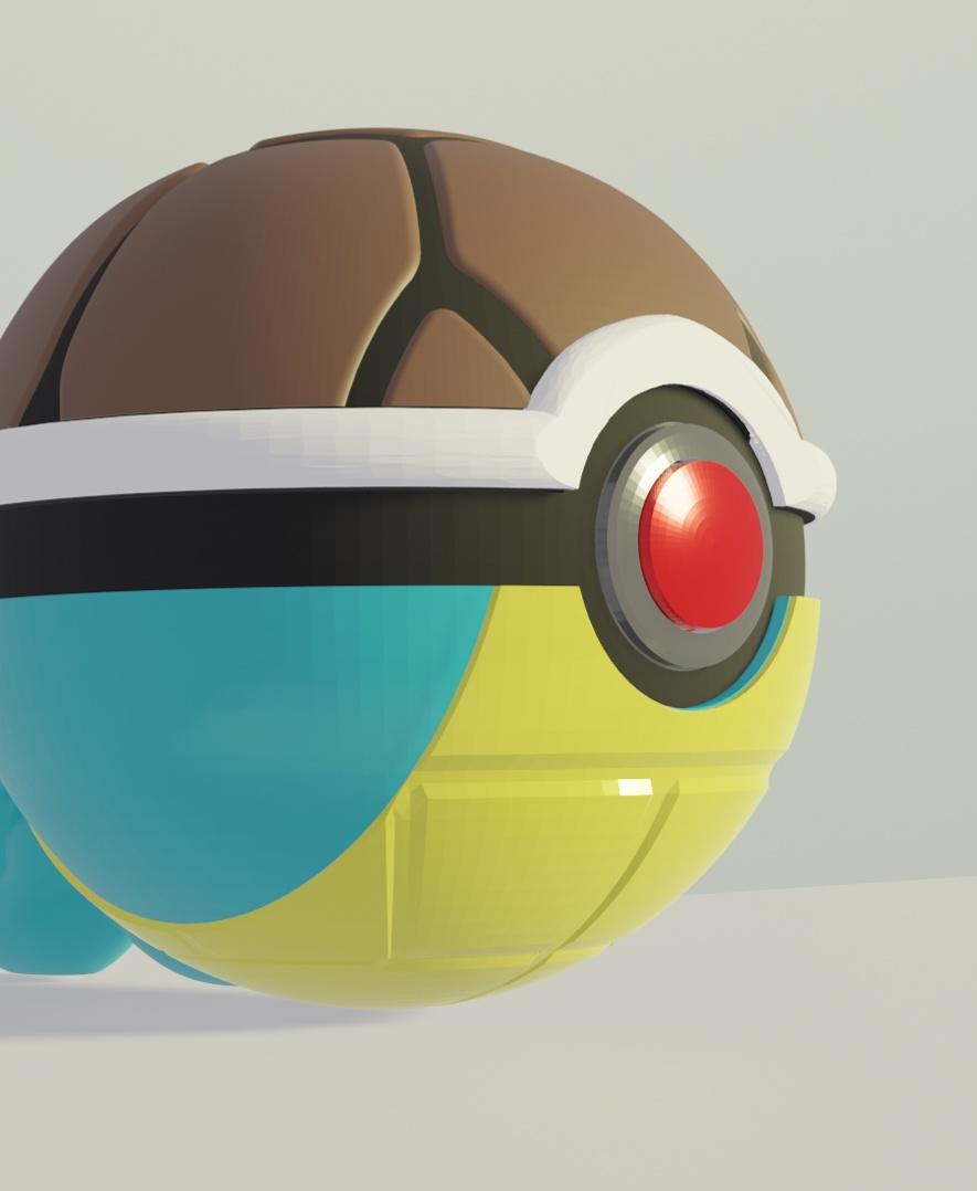 SquirBall Squirtle Themed  Pokeball - Fan Art 3d model