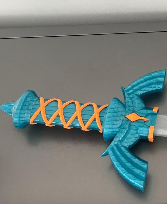Collapsing Master Sword Multi - Collapsing Master Sword by 3dprintingworld. Printed on the P1P with Greengate petg filament. - 3d model