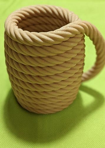Coiled Rope Mug - Giantarm Wood PLA. - 3d model