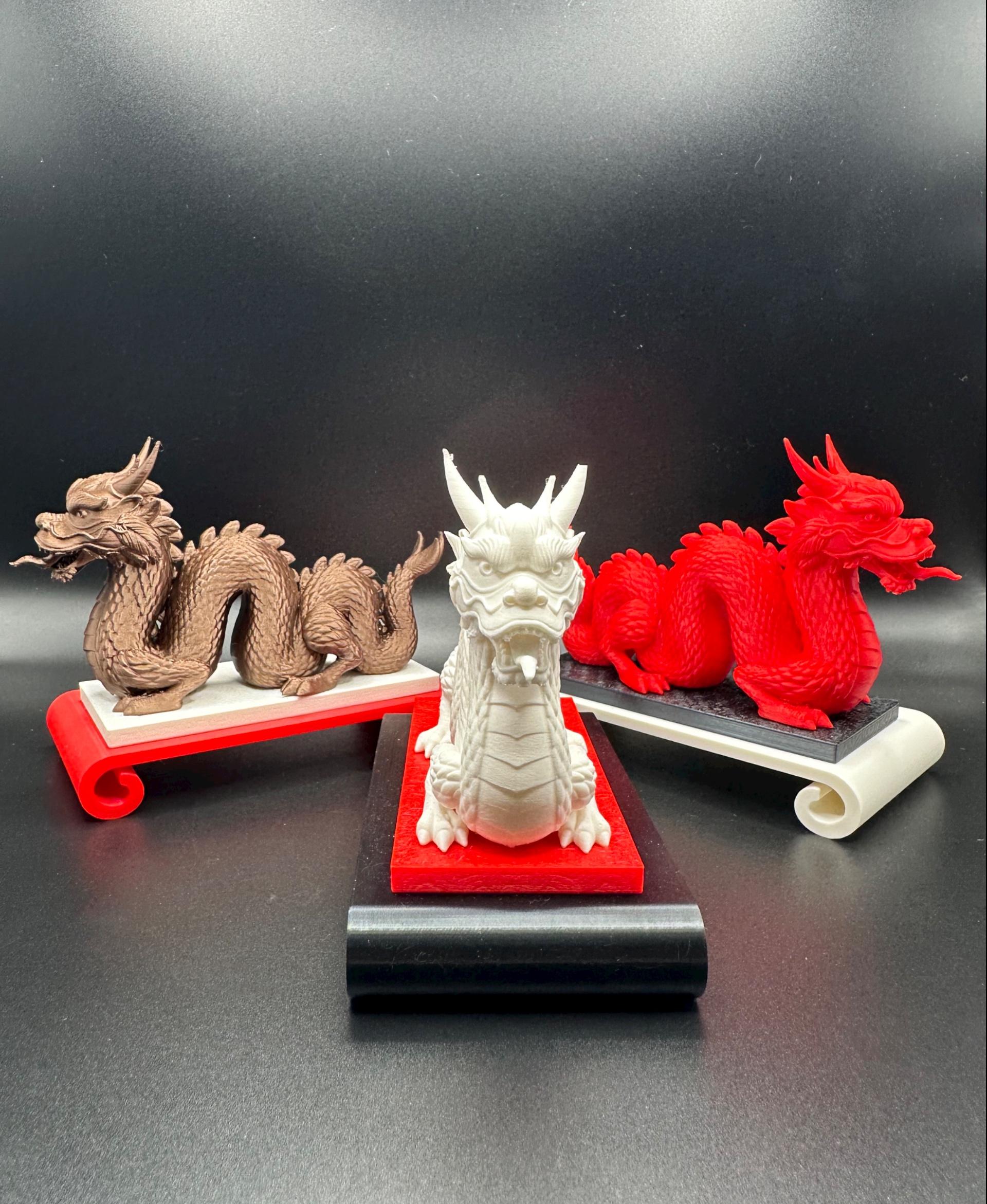 Chinese Dragon -Platform Statue - Mix and Match. Printed the parts in various colors using various filaments. Copper, red, black etc.  - 3d model