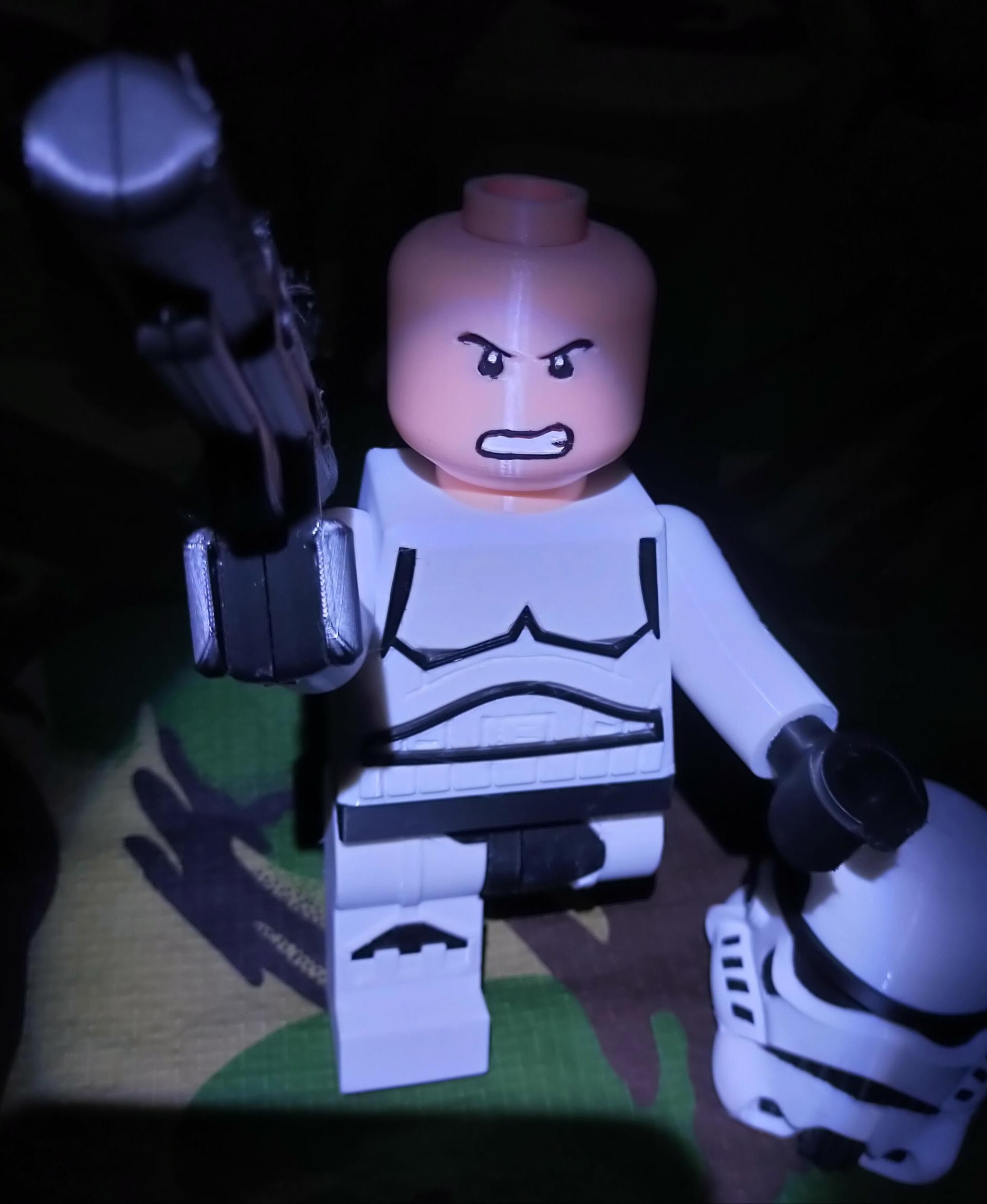 Stormtrooper (6:1 LEGO-inspired brick figure, NO MMU/AMS, NO supports, NO glue) - "Who are you callin' short Princess!" - 3d model