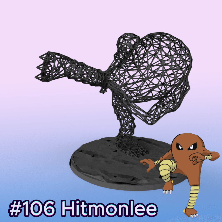 #106 Hitmonlee Pokemon Decor Wiremon  3d model