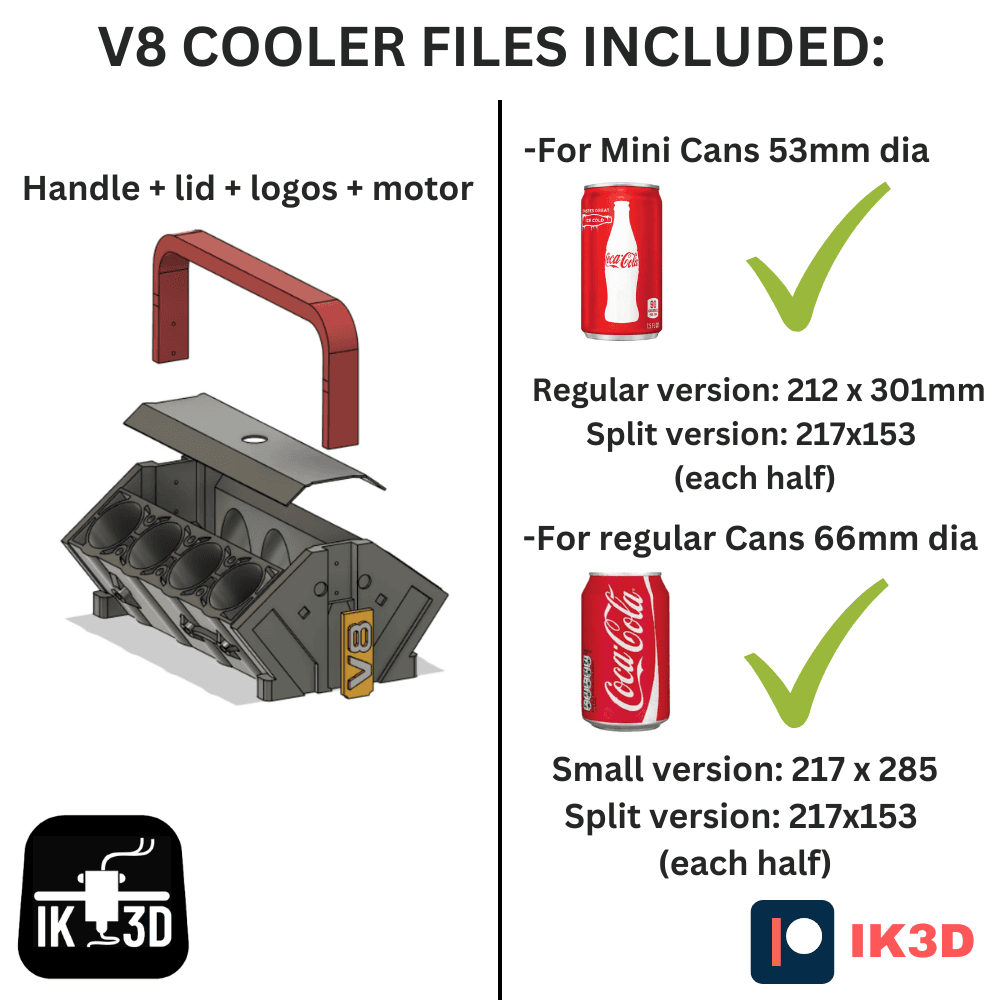Engine Can Cooler Bundle V4+V6+V8+V12+V16 For Regular And Mini Cans / Fits Most Printers 3d model