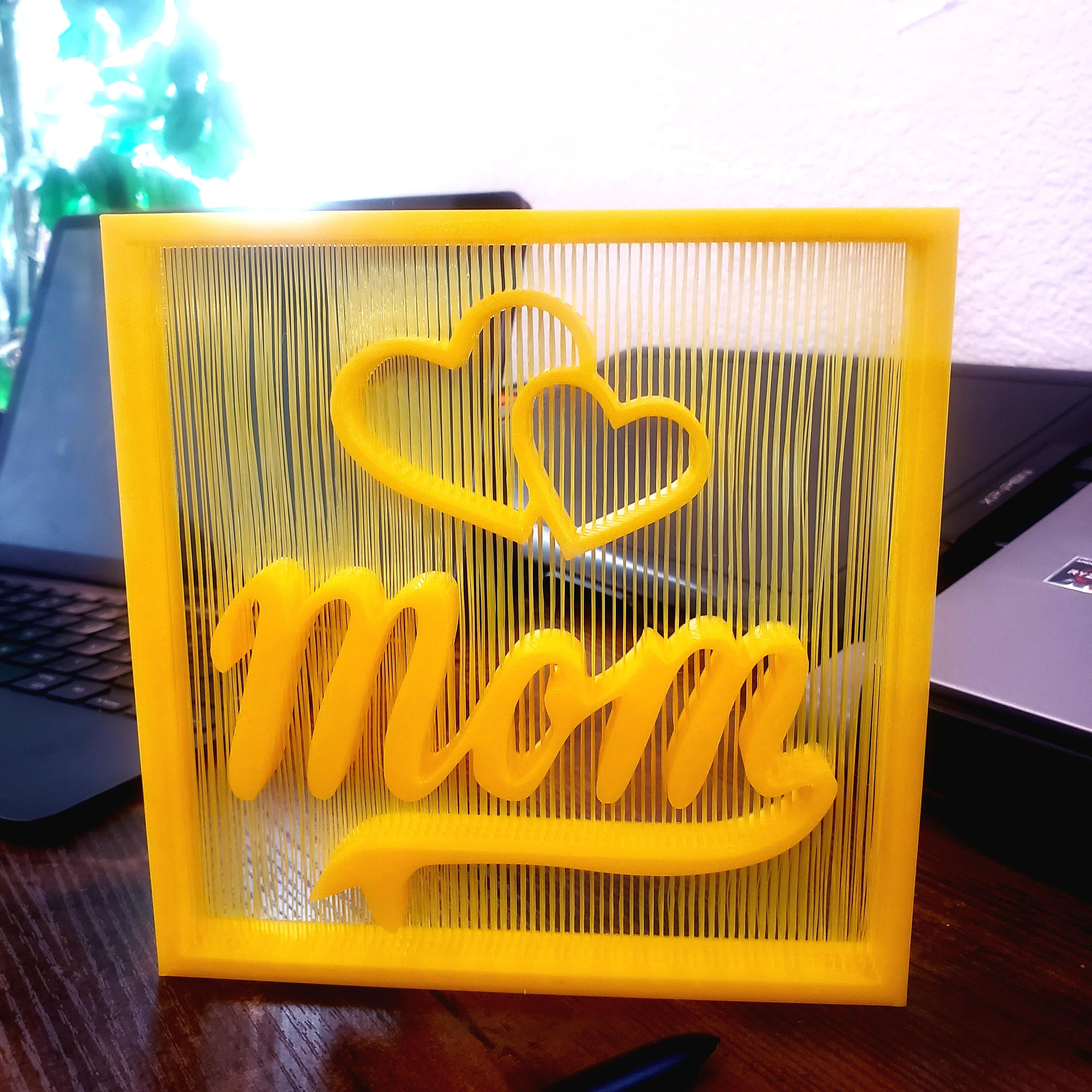 Happy Mothers Day Decor String Art Optical Illusion Desktop Decoration 3d model