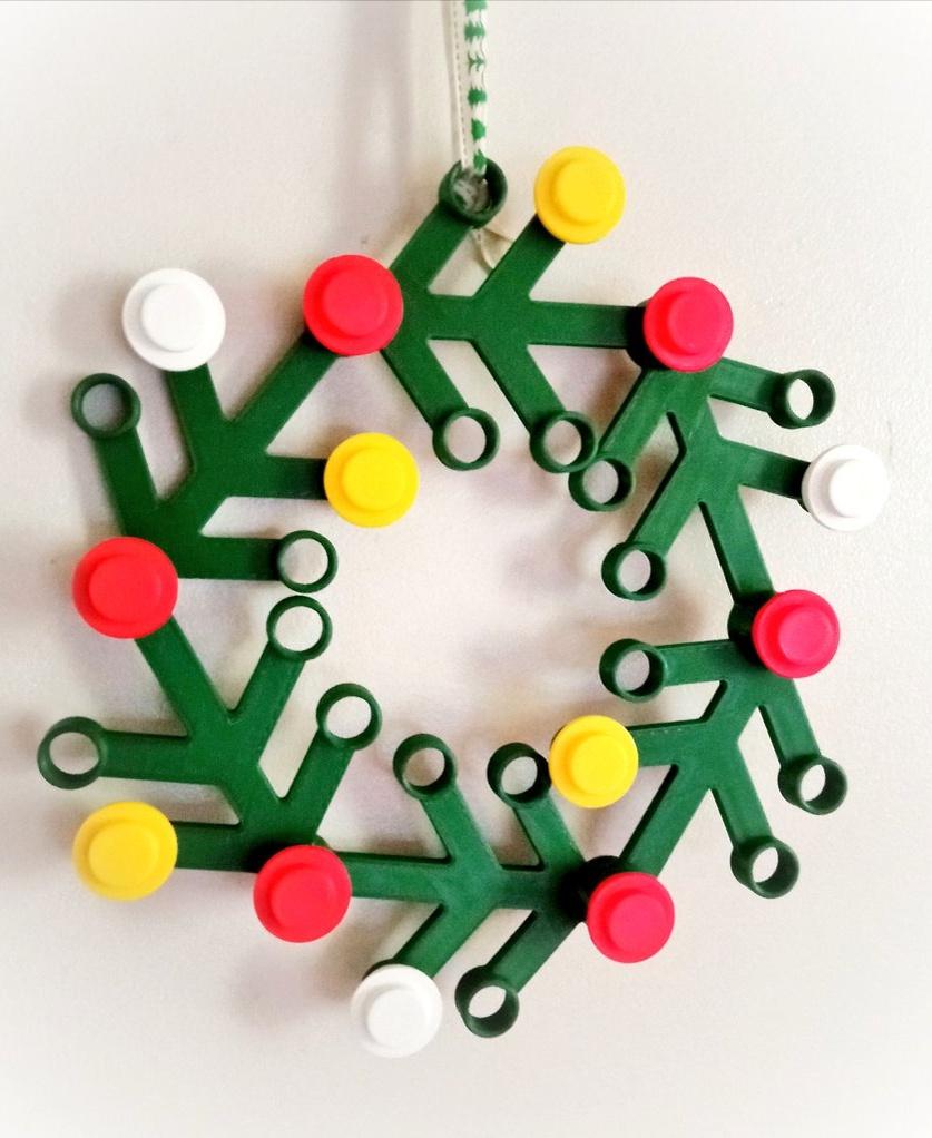 LEt'GO Holiday Wreath - Support Free Interlocking Brick Xmas Cheer! - Printed great at the suggested setting and looks awesome. - 3d model